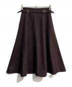 ANAYIアナイ）の古着「ブライトツイルダブルバックル スカート　102427-11-230」｜ブラウン