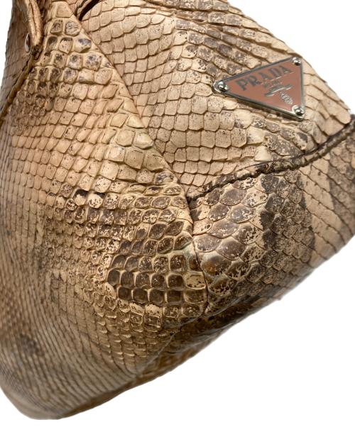 PRADA（プラダ）PRADA (プラダ) パイソンショルダーバッグ ブラウンの古着・服飾アイテム