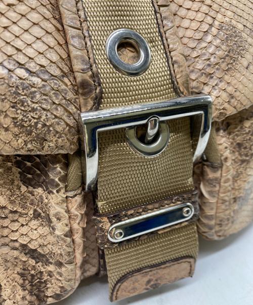 PRADA（プラダ）PRADA (プラダ) パイソンショルダーバッグ ブラウンの古着・服飾アイテム