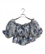 Snidelスナイデル）の古着「ギャザーオフショルブラウス　25SS　SWFB251168」｜ブルー×ホワイト