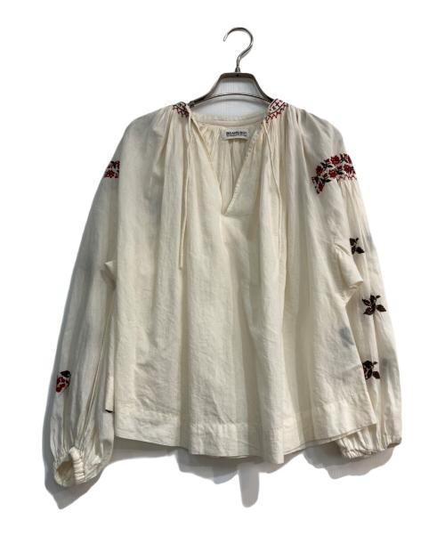 BEAMS BOY（ビームスボーイ）BEAMS BOY (ビームスボーイ) TREPIED (トレピエ) 刺繍ギャザーブラウス アイボリー サイズ:-の古着・服飾アイテム
