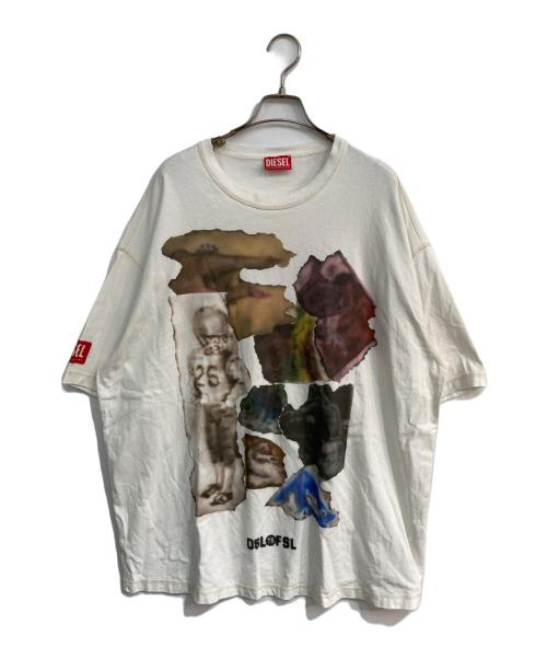 DIESEL（ディーゼル）DIESEL (ディーゼル) ロゼル デジタルプリント ロゴ ルーズフィット ホワイト サイズ:XXLの古着・服飾アイテム