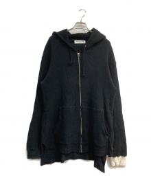 RUDE GALLERY（ルードギャラリー）の古着「バックロゴ サーマル フルジップ パーカー　	20AW」｜ブラック