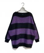 Needlesニードルズ）の古着「MOHAIR BOAT NECK SWEATER 18AW　DI217」｜パープル×ブラック