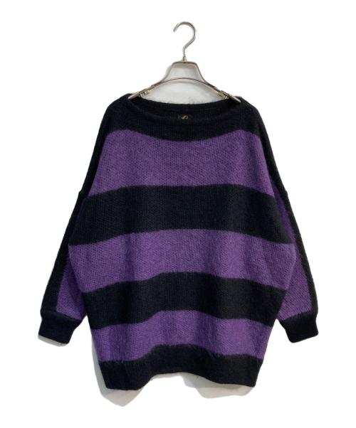Needles（ニードルズ）Needles (ニードルズ) MOHAIR BOAT NECK SWEATER 18AW　DI217 パープル×ブラック サイズ:Sの古着・服飾アイテム