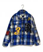 FIRST ROWファーストロウ）の古着「RE/THINK MULTI PATCHES SHACKET　FRJ2061」｜ブルー×ホワイト