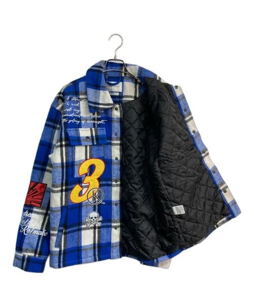 FIRST ROW（ファーストロウ）FIRST ROW (ファーストロウ) RE/THINK MULTI PATCHES SHACKET　FRJ2061 ブルー×ホワイト サイズ:Mの古着・服飾アイテム