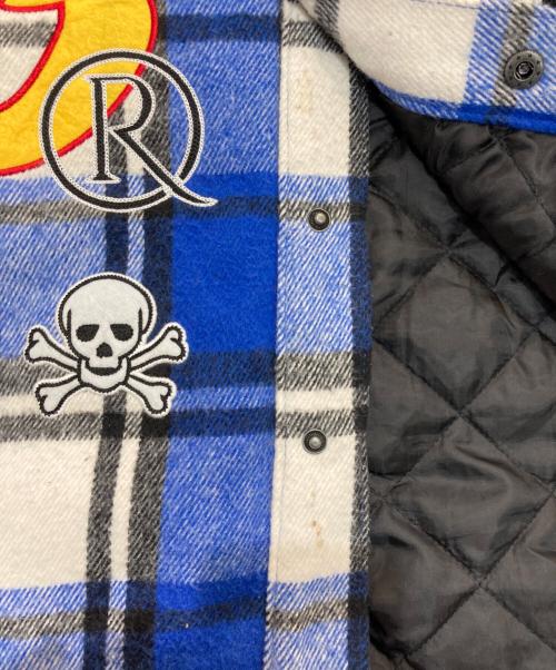 FIRST ROW（ファーストロウ）FIRST ROW (ファーストロウ) RE/THINK MULTI PATCHES SHACKET　FRJ2061 ブルー×ホワイト サイズ:Mの古着・服飾アイテム