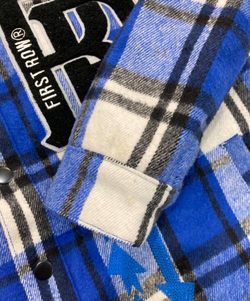 FIRST ROW（ファーストロウ）FIRST ROW (ファーストロウ) RE/THINK MULTI PATCHES SHACKET　FRJ2061 ブルー×ホワイト サイズ:Mの古着・服飾アイテム