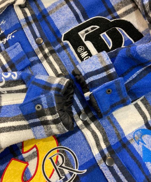 FIRST ROW（ファーストロウ）FIRST ROW (ファーストロウ) RE/THINK MULTI PATCHES SHACKET　FRJ2061 ブルー×ホワイト サイズ:Mの古着・服飾アイテム