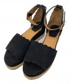 Chloeクロエ）の古着「ウェッジソールスウェードサンダル」｜ブラック