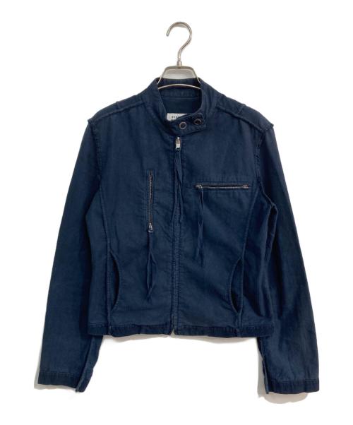 MM6 Martin Margiela（エムエムシックス マルタンマルジェラ）MM6 Martin Margiela (エムエムシックス マルタンマルジェラ) ライダースジャケット　ここのえタグ 05SS  ネイビー サイズ:42の古着・服飾アイテム