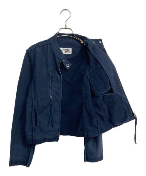 MM6 Martin Margiela（エムエムシックス マルタンマルジェラ）MM6 Martin Margiela (エムエムシックス マルタンマルジェラ) ライダースジャケット　ここのえタグ 05SS  ネイビー サイズ:42の古着・服飾アイテム
