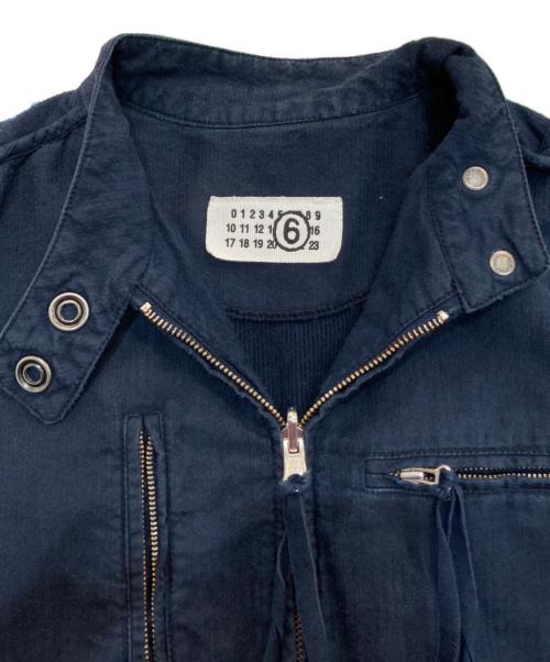 MM6 Martin Margiela（エムエムシックス マルタンマルジェラ）MM6 Martin Margiela (エムエムシックス マルタンマルジェラ) ライダースジャケット　ここのえタグ 05SS  ネイビー サイズ:42の古着・服飾アイテム