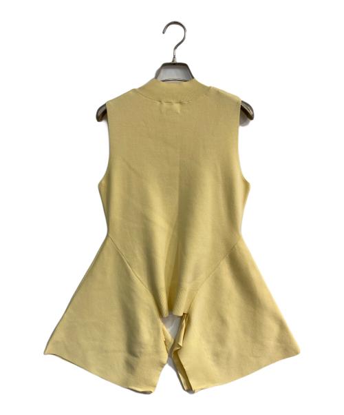 LANVIN en Bleu（ランバンオンブルー）LANVIN en Bleu (ランバンオンブルー) コットンミラノリブアシメヘムニット イエロー サイズ:38 未使用品の古着・服飾アイテム