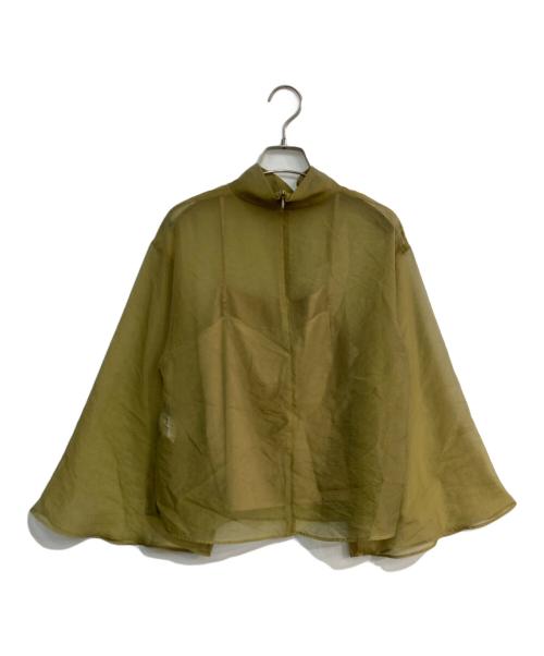 anuans（アニュアンス）anuans (アニュアンス) シアーフレアスリーブブラウス カーキ サイズ:Freeの古着・服飾アイテム