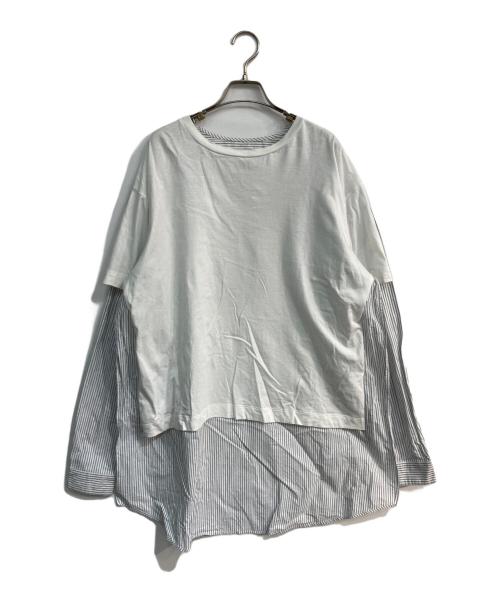 MM6 Maison Margiela（エムエムシックスメゾンマルジェラ）MM6 Maison Margiela (エムエムシックスメゾンマルジェラ) COMBO STRIPE DOCKING 2WAY SHIRT　S32GC0499 ブルー×ホワイト サイズ:Sの古着・服飾アイテム