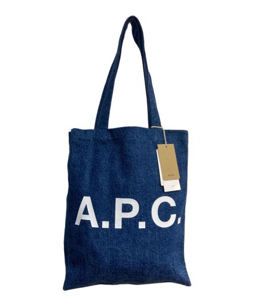 A.P.C.（アーペーセー）A.P.C. (アーペーセー) ロゴプリントデニムトートバッグ インディゴの古着・服飾アイテム