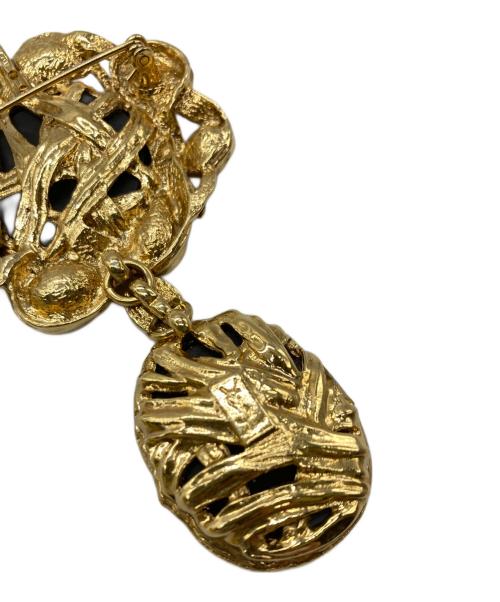 Yves Saint Laurent（イヴサンローラン）Yves Saint Laurent (イヴサンローラン) カラーストーンブローチ レッド×ゴールドの古着・服飾アイテム