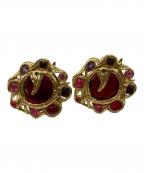 Yves Saint Laurentイヴサンローラン）の古着「カラーストーンイヤリング」｜レッド×ゴールド