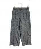 45rpm45アールピーエム）の古着「リペア加工ストライプパンツ」｜ホワイト×ネイビー