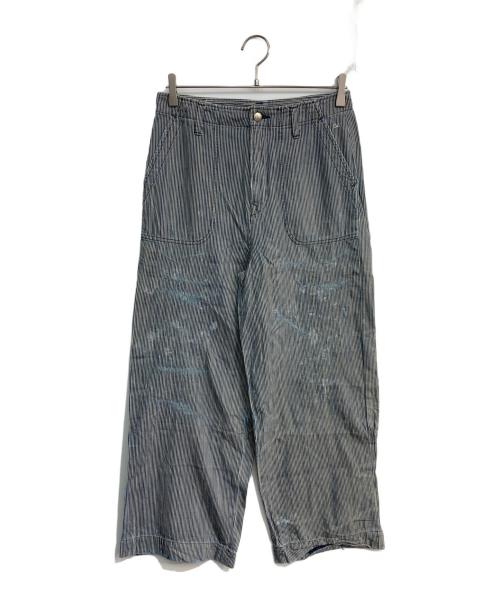 45rpm（45アールピーエム）45rpm (45アールピーエム) リペア加工ストライプパンツ ホワイト×ネイビー サイズ:1の古着・服飾アイテム