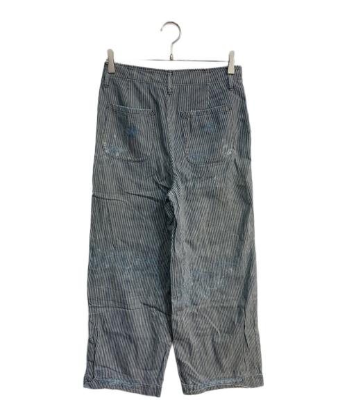 45rpm（45アールピーエム）45rpm (45アールピーエム) リペア加工ストライプパンツ ホワイト×ネイビー サイズ:1の古着・服飾アイテム