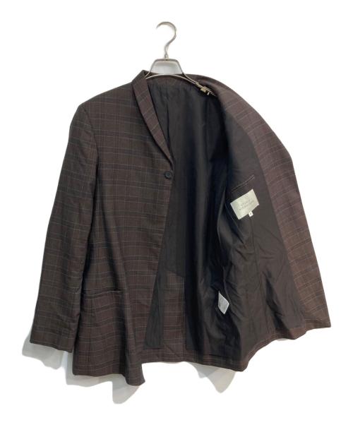 STUDIO NICHOLSON（スタジオ ニコルソン）STUDIO NICHOLSON (スタジオ ニコルソン) ウールチェックテーラードジャケット　SN-401 ブラウン サイズ:Mの古着・服飾アイテム