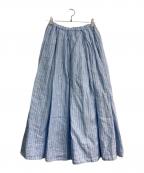 KAGUREカグレ）の古着「リネンストライプスカート」｜ブルー