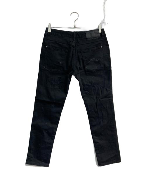 1PIU1UGUALE3 RELAX（ウノピゥウノウグァーレトレ リラックス）1PIU1UGUALE3 RELAX (ウノピゥウノウグァーレトレ リラックス) フェイクファスナーボタンフライダメージデニム　USB-23082 ブラック サイズ:Mの古着・服飾アイテム