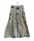 MM6 Maison Margielaエムエムシックスメゾンマルジェラ）の古着「ケミカルウォッシュデニムスカート 20SS　S52MA0088」｜インディゴ