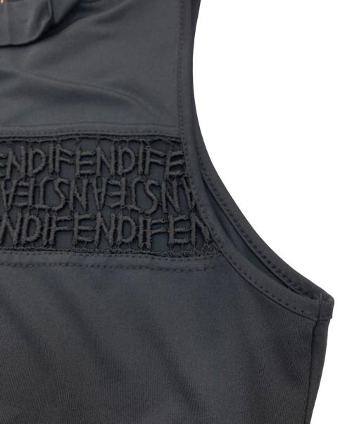 FENDI JEANS（フェンディ ジーンズ）FENDI jeans (フェンディ ジーンズ) 刺繍ロゴノースリーブワンピース ブラック サイズ:US10の古着・服飾アイテム
