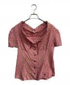 Vivienne Westwood RED LABELヴィヴィアンウエストウッドレッドレーベル）の古着「リボンチェックブラウス」｜レッド×ホワイト