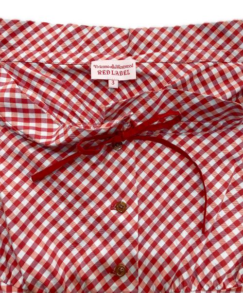 Vivienne Westwood RED LABEL（ヴィヴィアンウエストウッドレッドレーベル）Vivienne Westwood RED LABEL (ヴィヴィアンウエストウッドレッドレーベル) リボンチェックブラウス レッド×ホワイト サイズ:3の古着・服飾アイテム