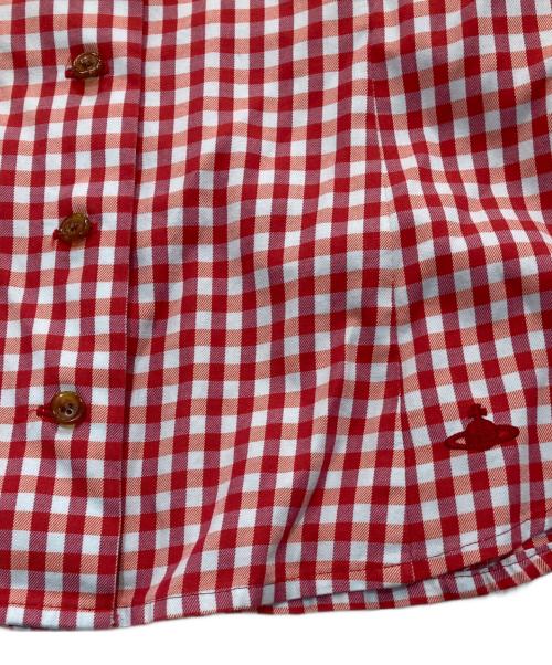 Vivienne Westwood RED LABEL（ヴィヴィアンウエストウッドレッドレーベル）Vivienne Westwood RED LABEL (ヴィヴィアンウエストウッドレッドレーベル) リボンチェックブラウス レッド×ホワイト サイズ:3の古着・服飾アイテム