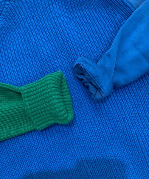 sacai（サカイ）sacai (サカイ) ニットドッキング ドロスト ブラウス　	21AW 　21-05830 グリーン×ブルー サイズ:1の古着・服飾アイテム