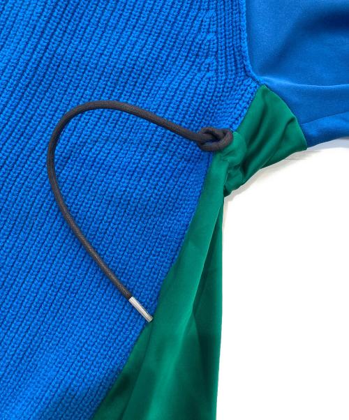 sacai（サカイ）sacai (サカイ) ニットドッキング ドロスト ブラウス　	21AW 　21-05830 グリーン×ブルー サイズ:1の古着・服飾アイテム