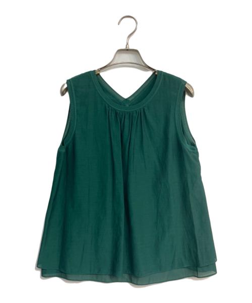 DES PRES（デ プレ）DES PRES (デ プレ) シルク混ノースリーブブラウス　22-01-92-01401 グリーン サイズ:36 未使用品の古着・服飾アイテム