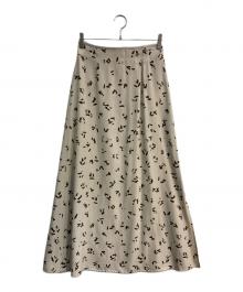 GALERIE VIE（ギャルリーヴィー）の古着「アブストラクトプリント サイドスリットマキシスカート　23-05-14-05202」｜ベージュ
