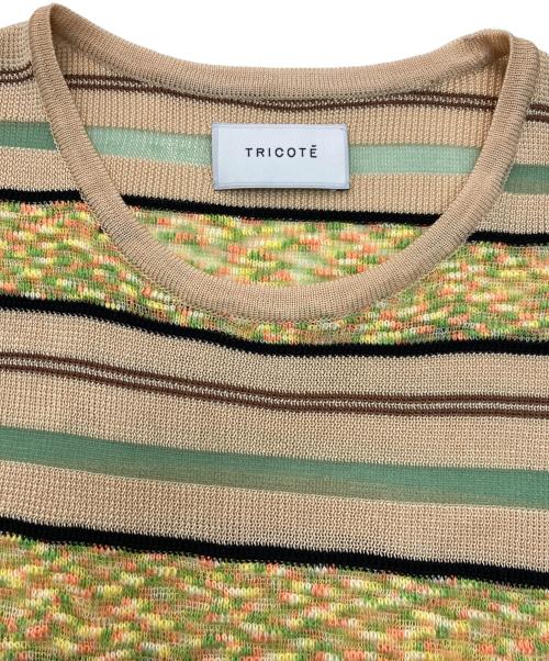 TRICOTE（トリコテ）TRICOTE (トリコテ) KNIT STRIPE TUNIC TOPS　24SS　TR41TP059 ベージュ サイズ:Freeの古着・服飾アイテム