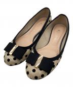 DIANAダイアナ）の古着「ドットリボンパンプス」｜ベージュ×ブラック