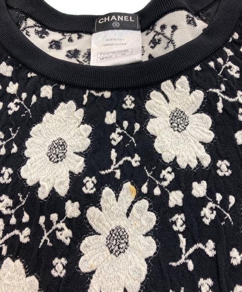 CHANEL（シャネル）CHANEL (シャネル) ココマークボタン花柄半袖ワンピース　P47676K06085 ブラック サイズ:34の古着・服飾アイテム
