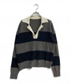 DEUXIEME CLASSEドゥーズィエム クラス）の古着「Ivy Style rugby ニット　23080500706030」｜グレー×ブラック