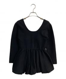 L'AUBE BLANC（ローブ ブラン）の古着「Balloon peplum Knit tops」｜ブラック