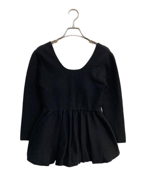 L'AUBE BLANC（ローブ ブラン）L'AUBE BLANC (ローブ ブラン) Balloon peplum Knit tops ブラック サイズ:Fの古着・服飾アイテム