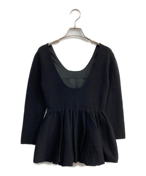 L'AUBE BLANC（ローブ ブラン）L'AUBE BLANC (ローブ ブラン) Balloon peplum Knit tops ブラック サイズ:Fの古着・服飾アイテム