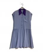 MIU MIUミュウミュウ）の古着「シルクレースカラーノースリーブワンピース」｜ブルー