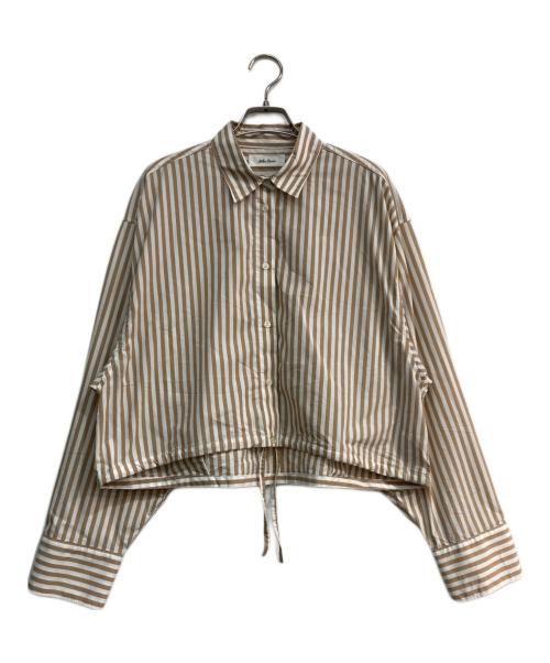 Mila Owen（ミラオーウェン）Mila Owen (ミラオーウェン) ドロストショートシャツ ブラウン×ホワイトの古着・服飾アイテム