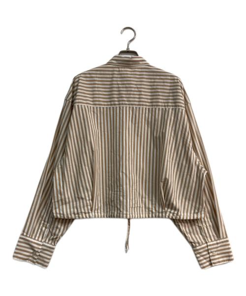 Mila Owen（ミラオーウェン）Mila Owen (ミラオーウェン) ドロストショートシャツ ブラウン×ホワイトの古着・服飾アイテム