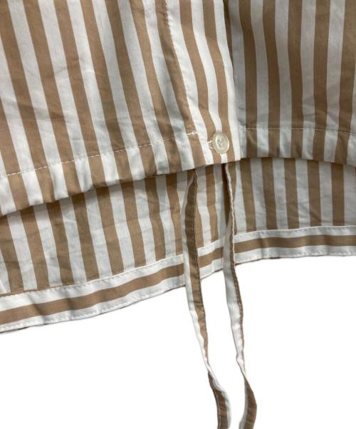 Mila Owen（ミラオーウェン）Mila Owen (ミラオーウェン) ドロストショートシャツ ブラウン×ホワイトの古着・服飾アイテム